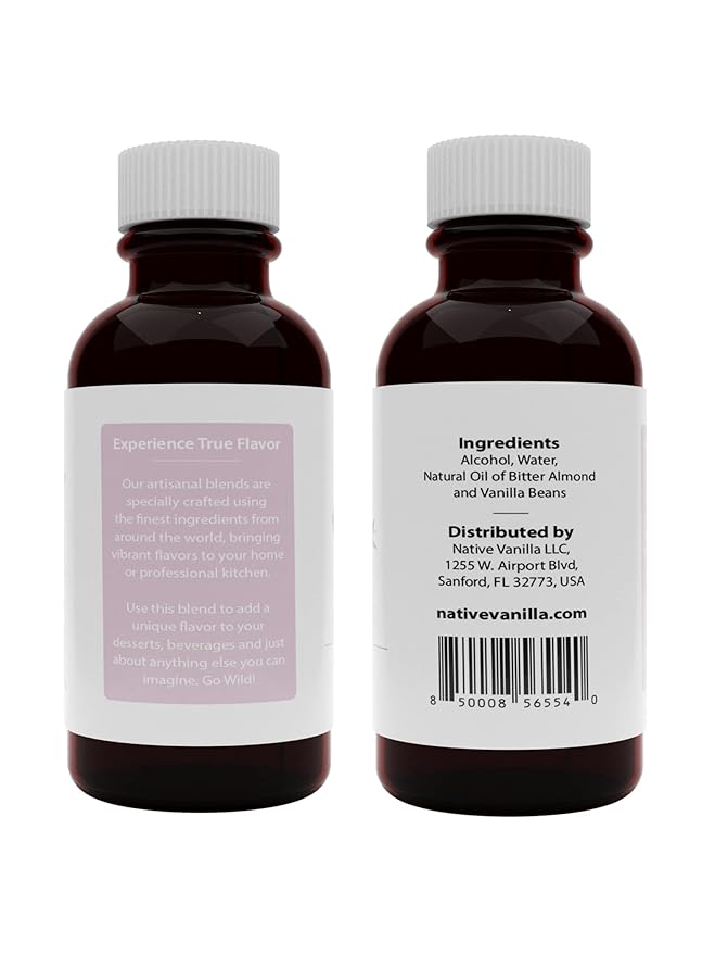 Native Vanilla - Pure Amaretto Flavor - 4 Fl Oz - Pure Flavors and Extracts - Perfect for Cooking, Baking, and Dessert Crafting