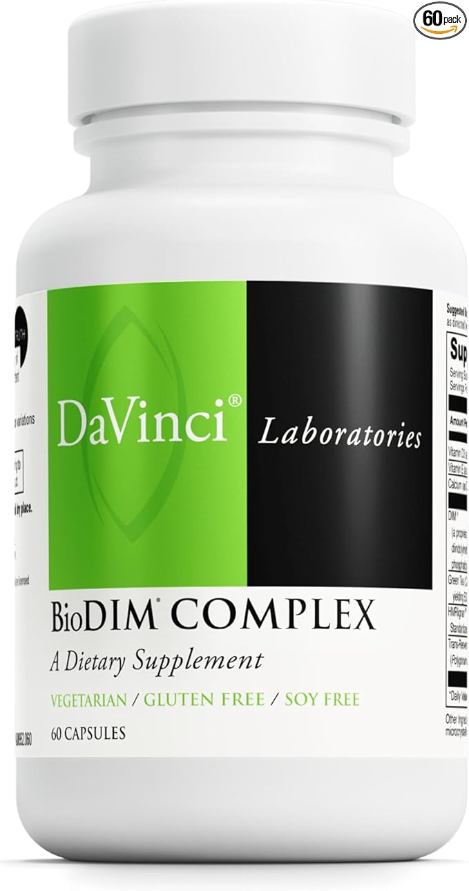 DAVINCI Labs BioDIM Complex - Hormone Support Supplement with Vitamin D3, DIM, Green Tea Extract, Vitamin E, Calcium, HMRlignan & Trans-Resveratrol* - 60 Capsules (30 Capsules)