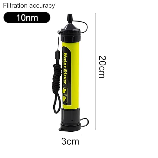 Water Filter Camping, Personal Backpacking Water Filter Straw Portable for Hiking Travels (Green)