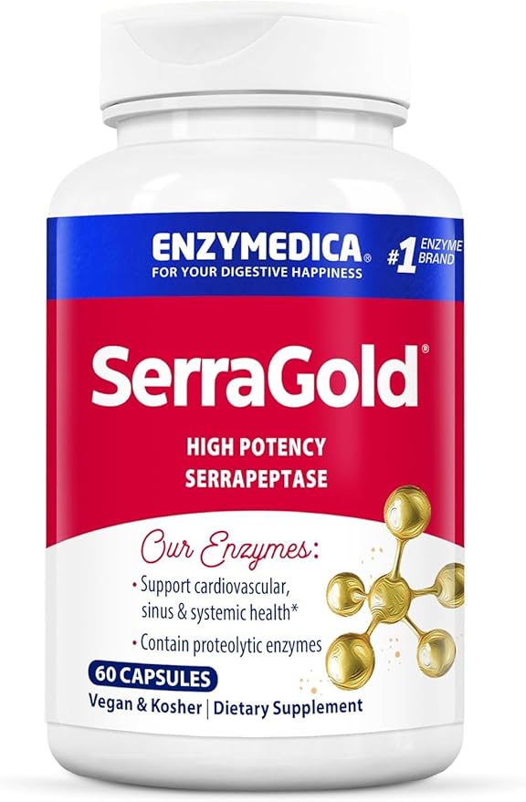Enzymedica, SerraGold, High-Potency Serrapeptase Enzyme Supplement, Supports Respiratory, Heart & Immune Function, 60 Count