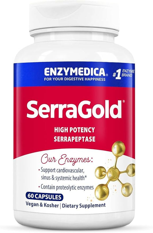 Enzymedica, SerraGold, High-Potency Serrapeptase Enzyme Supplement, Supports Respiratory, Heart & Immune Function, 60 Count
