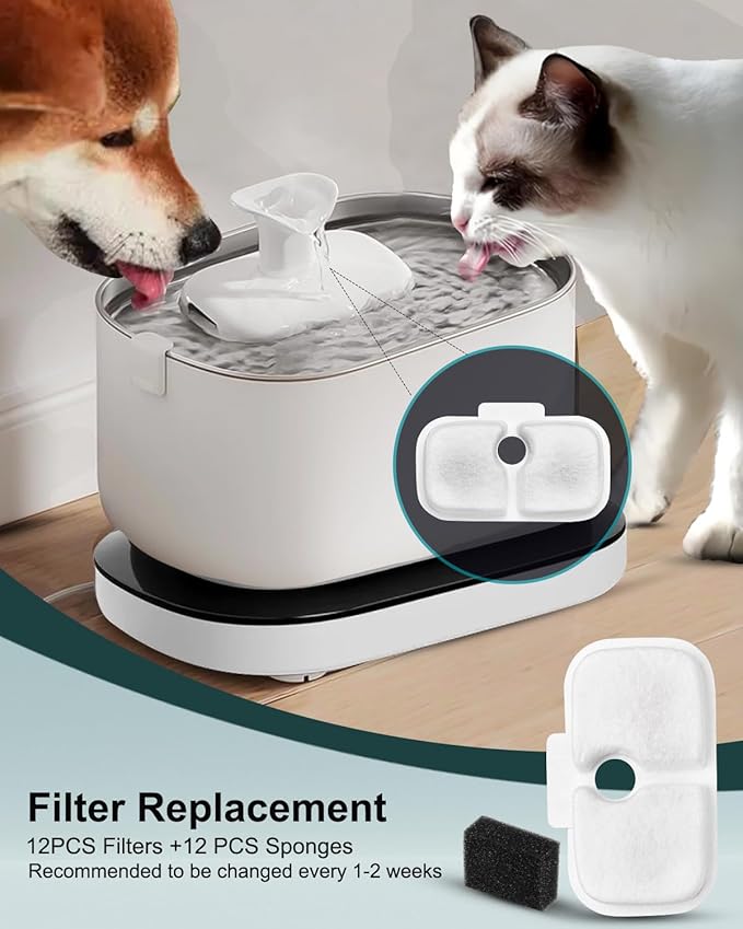Cat Water Fountain Filter Replacements, Pet Replacement Water Filters for Petlibro Dockstream PLWF105 PLWF115 PLWF005 & Smart PLWF305, 24-Pack Filters Compatible with Petlibro Dockstream Fountain