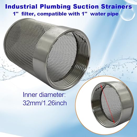 1inch SUS304 Stainless Steel Filter Head with Internal Thread Diameter of 32mm Connected to DN25 1" Water Pipe Filter Used to Remove Debris and Reduce Solid Entry