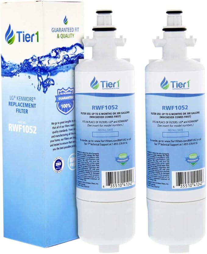 Tier1 ADQ36006101 Refrigerator Water Filter 2-pk | Replacement for LG LT700P, ADQ36006102, Kenmore 46-9690, 469690, ADQ36006101-S, WSL-3, FML-3, RFC1200A, Fridge Filter