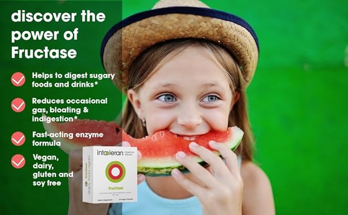 Fructase Digestive Enzymes - 36 Capsules | Supplement for Fructose Intolerance | Enzymes to Help Digest Sugary Foods & Drinks (Fruit Sugar) | Fast Acting | Pure and Vegan | Low FODMAP