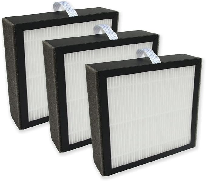 PUREBURG Replacement Filter Compatible with Afloia Q10 Air Purifier & Dehumidifier 2-in-1, 3-Pack H13 HEPA Activated Carbon 2-in-1 3-Stage Filtration Air Clean