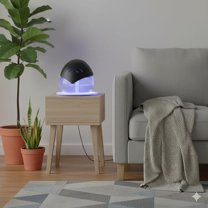 Air Purifier (Blue) - Water Filter Air Washer For Home and Office - Essential Oil Aroma Diffuser With LED Night light - Small Air Cleaner For Smoke and Pets (Blue)