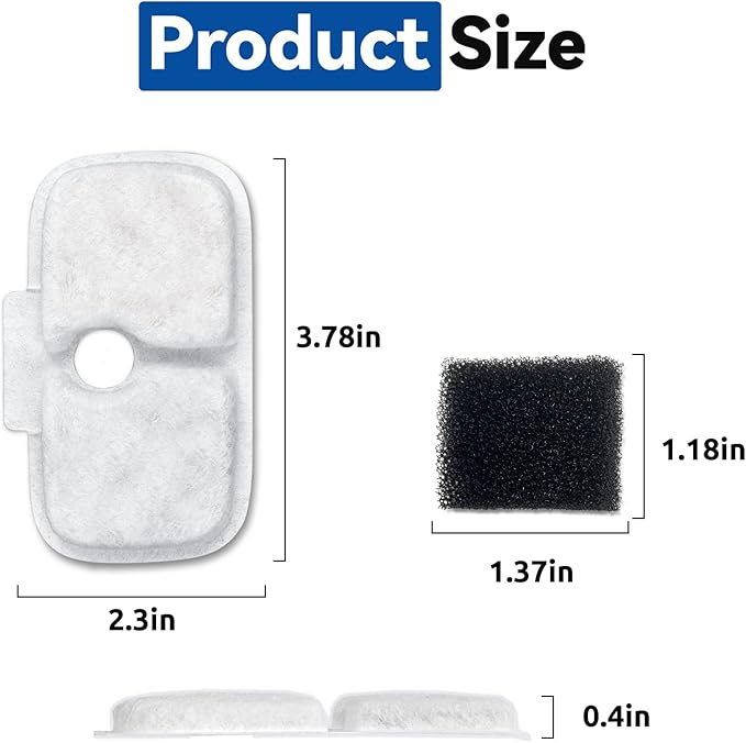 24 Packs for Petlibro Cat Water Fountain Filters Replacement, Compatible with PETLIBRO®Dockstream Cat Water Fountain PLWF005 PLWF115 PLWF105 (12 Replacement Water Filters + 12Pre-Filter Sponges)