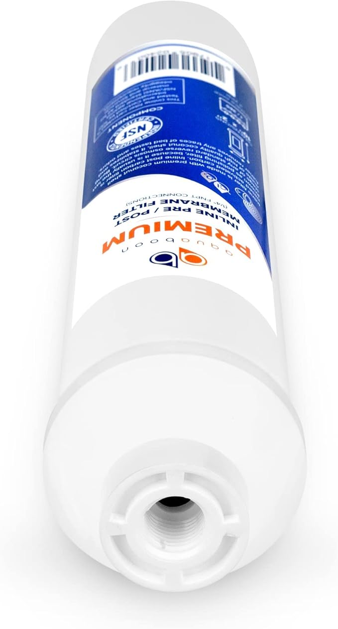 Aquaboon T33 Inline Carbon Filter - 1/4 Inline Water Filter for Refrigerator T33 Inline Ro Post/Granular Activated Carbon (GAC) Polishing Water Filter Cartridge for Reverse Osmosis System 6-Pack