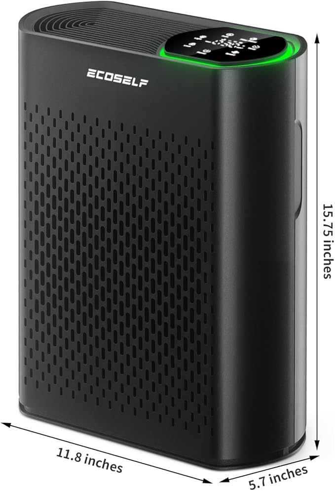 Powerful Air Purifiers for Home Large Room Up to 2400 Ft² with Air Quality Monitor 20dB Sleep Mode, Air Purifier for Bedroom Office Living Room HAP602 Black