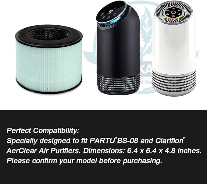 BS-08 H13 Upgraded True HEPA Replacement Filter, Compatible with PARTU BS-08 HEPA Air Purifier, Better Filtration and Odor Reduction, 1-Pack