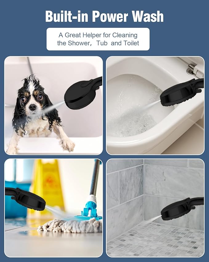 Filtered Shower Head with Handheld Oil Rubbed Bronze, BOWGER 6 Modes High Pressure Shower Heads with Power Wash and Hard Water Filter, Detachable Hand Held Showerhead Set with Extra Long Hose, ORB