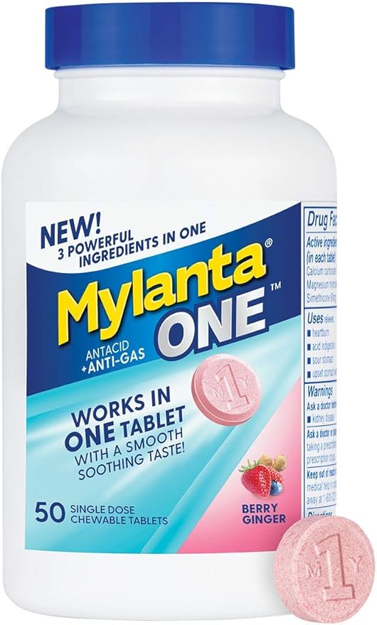 Mylanta One, Berry Ginger Flavor, 50 Count, Eco Care, Pink