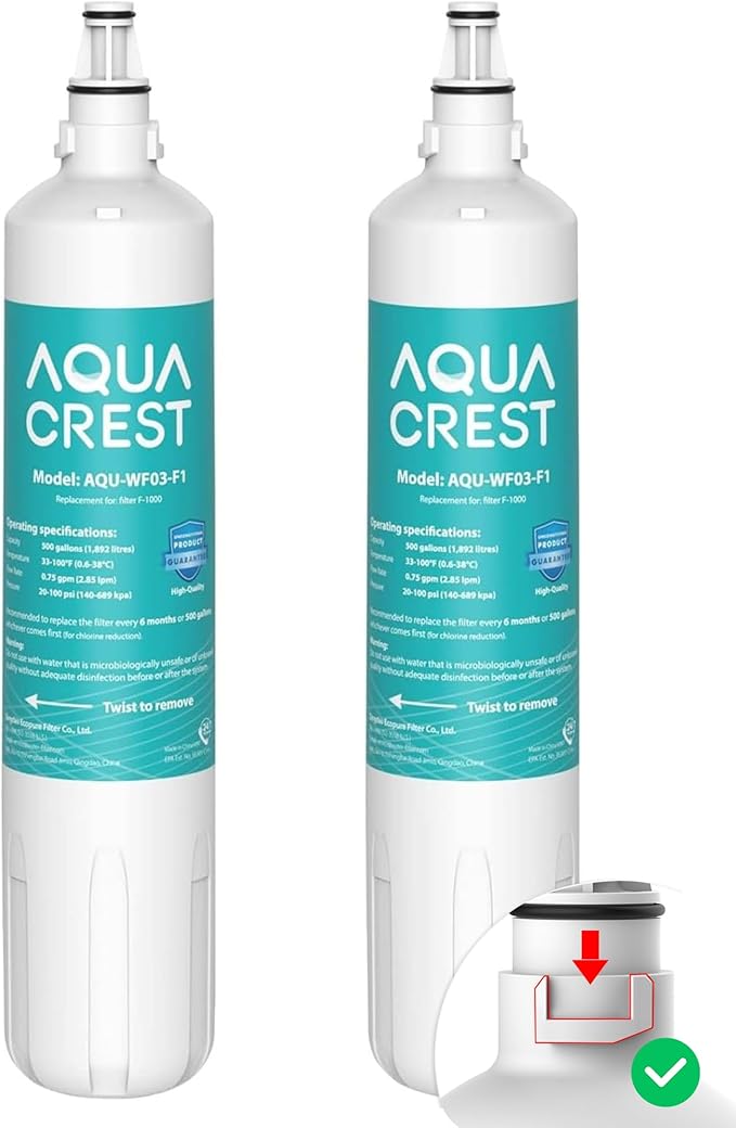 AQUACREST F-1000, 4204490 Filter, Replacement for InSinkErator® F-1000 F-2000 F-3000 Sub-Zero 4204490, 4290510 and AquaPure AP Easy C-Complete, Sub Zero Water Filter Replacement, NSF/ANSI 42, 2 Packs