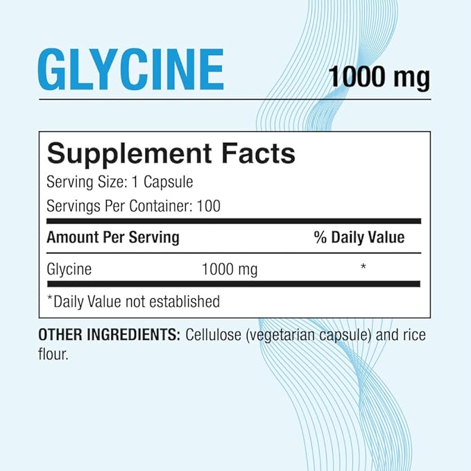 Puregen Labs Glycine 1000mg [High Potency] 100 Vegetarian Capsules, Promotes Healthy Sleep | No Harmful Additives | Non-GMO, NO Gluten and Dairy | Made in USA - 100 Servings