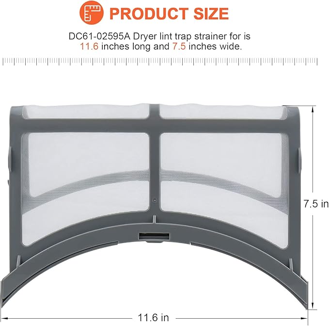 2025 Upgraded DC61-02595A Dryer Lint Filter Case Screen by Beaquicy - Replacement for samsung Dryer - Replaces 2069505, AP4578777, PS4206799, Polyester Vinyl Standard Size Dryer Lint Screen