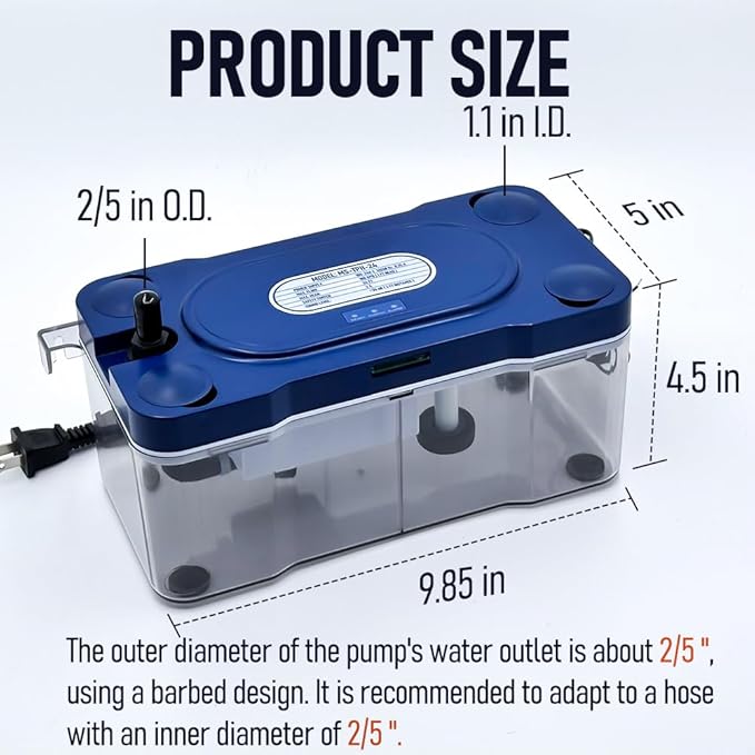 24 FT Lift 100 GPH HVAC Condensate Pump, 115V/230V Quiet (＜35dB) AC Condensation Removal Pump with Automatic Safety Switch for Air Conditioner, Furnace, Dehumidifier, Ice Maker