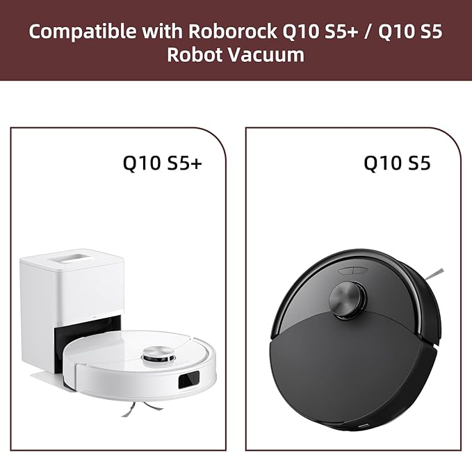 13 Packs Q10 S5 Accessories Kit Replacement Compatible with Roborock Q10 S5 / Q10 S5+ Robot Vacuum, 1 Main Brush, 4 Mop Cloth Pads, 4 Side Brushes, 2 HEPA Filters, 1 Cleaning Tool, 1 Screwdriver
