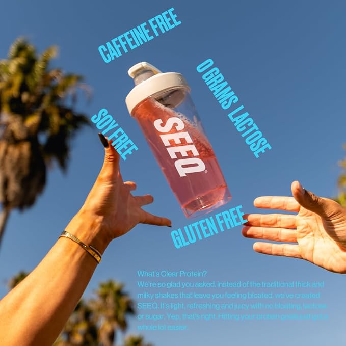 SEEQ Clear Protein Powder Sample Pack - 18 On-The-Go Sticks - 22g Clear Whey Protein Isolate - Zero Sugar - 0g Lactose - Allergen Friendly - GLP1 Support - Bone Health - Post Workout Recovery