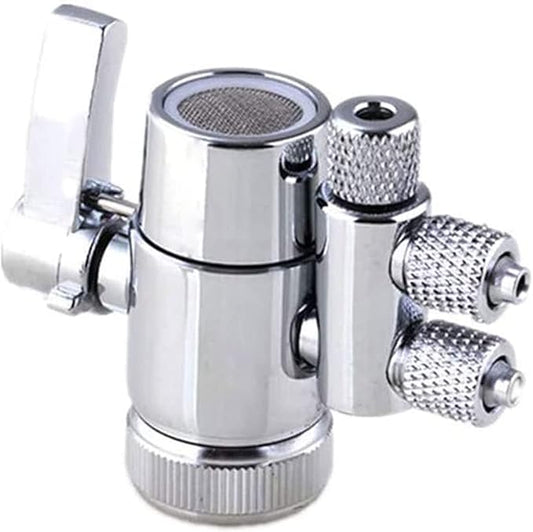 Faucet Diverter Valve with Aerator M22 Female Thread for 1/4" RO Tubing,Faucet Connector for Water Diversion,Faucet Tap for Countertop water Filter (Fits Two Way 1/4" OD Tubing Outlet)