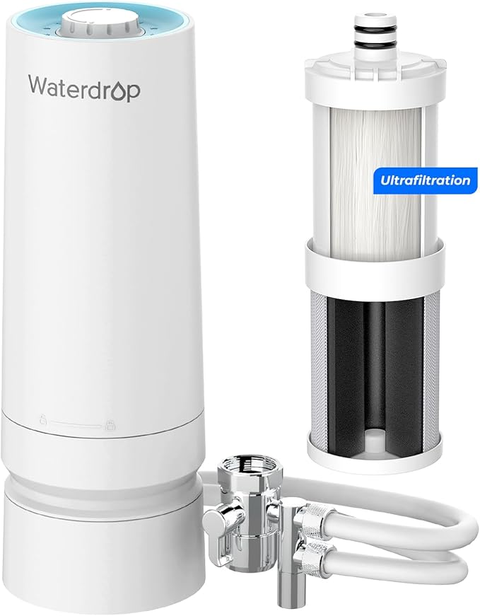 [Ultra Filtration] Waterdrop Water Filter for Sink Faucet, 4000 Gallons Countertop Water Filter System, Filter Life Reminder, 0.01μm Ultra-Filtration System, Reduces 99% Chlorine, WD-CTF-08 (1 Filter)