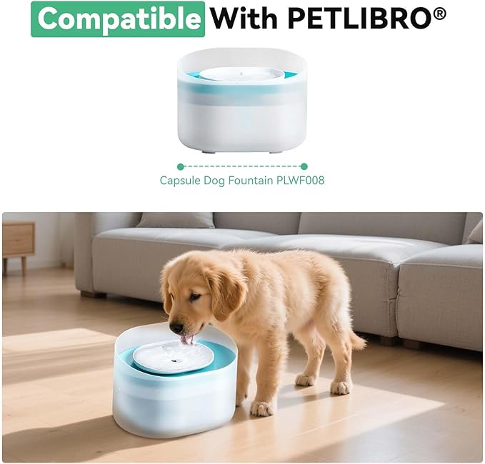40 Packs for Petlibro Dog Fountain Filters Replacement, Compatible with PETLIBRO 2.1Gal/8L Capsule Dog Fountain Water Dispensers PLWF008 (20 Replacement Water Filter + 20 Pre-Filter Sponges)