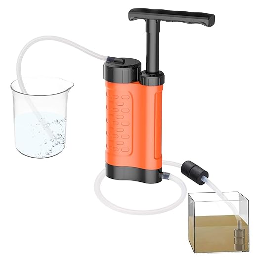 Water Filter Pump, 0.01 Micron 5-Stage Water Filter,Portable Outdoor Emergency and Survival Gear - Camping, Hiking, Backpacking (K8188-Orange)