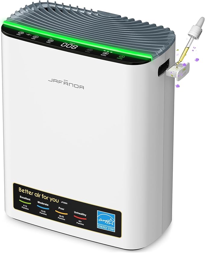 Jafända Air Purifiers for Home Cover Up to 1226ft², Allergen HEPA Air Filter with PM2.5 Sensor, Auto Mode& Timer, Aromatherapy, 22 dB Quiet Air Cleaner for Pet Dander/Hair, Allergies, Dust&VOCs