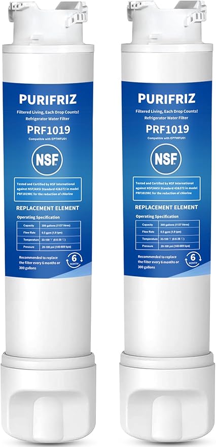 EPTWFU01 Refrigerator Water Filter Compatible with RWF5800A, EPTWFU01,EWF02, Pure Source Ultra II, Pure Source Ultra 2, 012505454226, 4562222, 6 Month / 300 Gallon，2 Pack