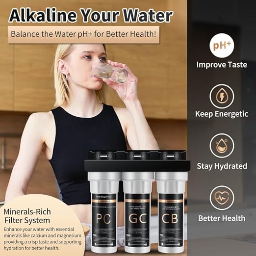 WINGSOL Under Sink Alkaline Water Filter, 10-Layer Water Filter System Reduces Heavy Metals, Chlorine, Sediment, Improves pH and Taste, Remineralization, NSF Certified Sink