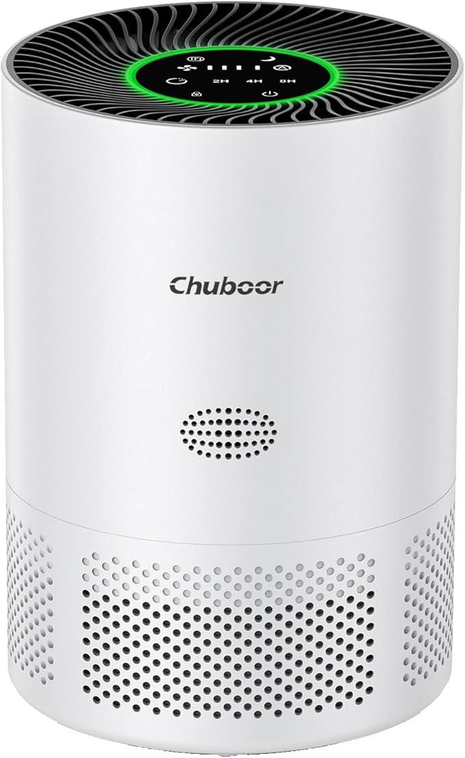 Chuboor Air Purifiers for Home Large Rooms up to 1200ft², H13 True HEPA Air Purifiers for Bedroom Dorm Room Pets with Timer, Air Purifier Cleaner for Dust,Smoke,Odor,Dander,Pollen, Wildfire Smoke