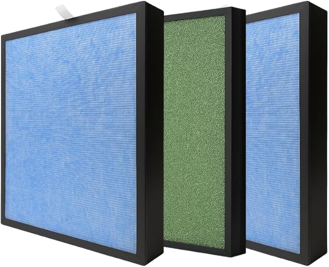 Nispira 4-in-1 True HEPA Activated Carbon Replacement Filter Compatible with HSP002 Smart 2.0 Air Purifier, 3 Packs
