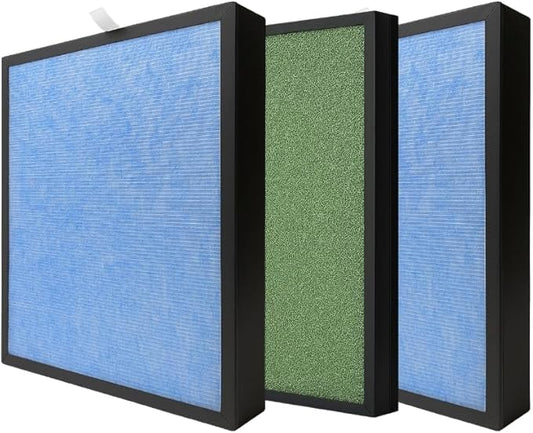 Nispira 4-in-1 True HEPA Activated Carbon Replacement Filter Compatible with HSP002 Smart 2.0 Air Purifier, 3 Packs