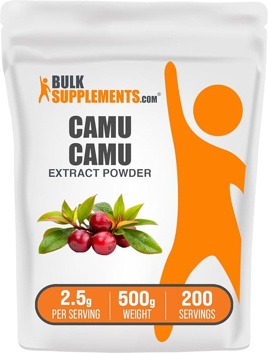 BulkSupplements.com Camu Camu Extract Powder - Superfood Supplement, Herbal Supplement - Vegan & Gluten Free, 2.5g per Serving, 500g (1.1 lbs) (Pack of 1)