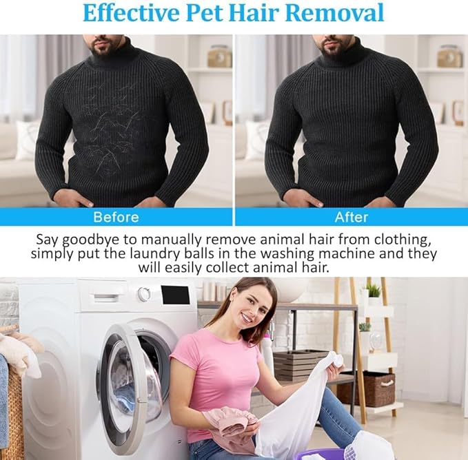 Reusable Laundry Lint Balls for Washing Machines - Remove Hair, Fur, and Lint from Clothes and Fabrics