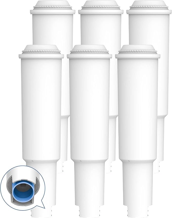 AQUA CREST Coffee Machine Water Filter, Replacement for Jura® Clearyl White, 64553, 7520, 60209, 68739, 62911 - Including Various Models of Nespresso®, Impressa®, TÜV SÜD Certified, 6 Packs