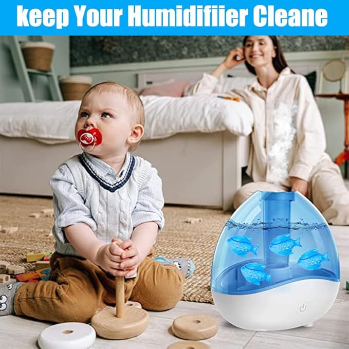 12PCS Universal Humidifier Tank Cleaner,Humidifier Cleaning Fish for Humidifiers & Fish Tanks, Purifies Water, Eliminates White Dust and Odor, Prevents Hard Water Build-Up