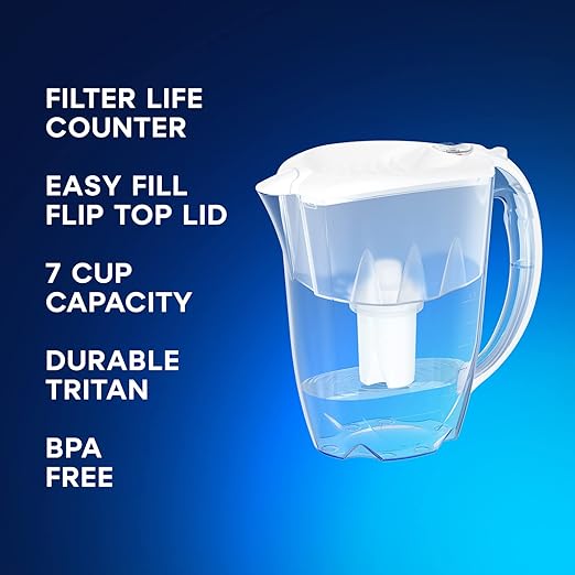 AQUAPHOR Water Filter Pitcher Ideal 7 Cup with 3 x B15 Filters - White