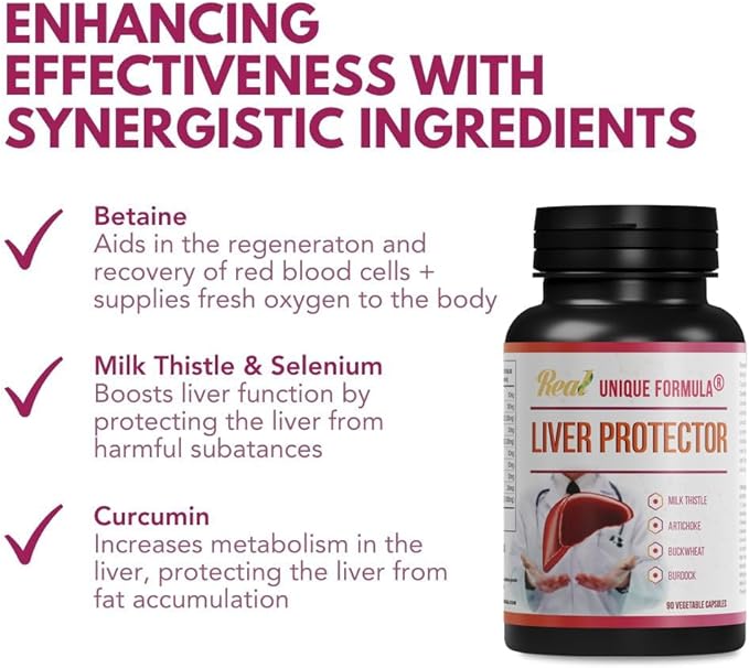 Liver Support Supplement, Herbal Liver Detox with Milk Thistle, Artichoke Leaf, Buckwheat Sprouted, Methionine, Curcumin, Betaine, Plant-Based (90 Capsules)