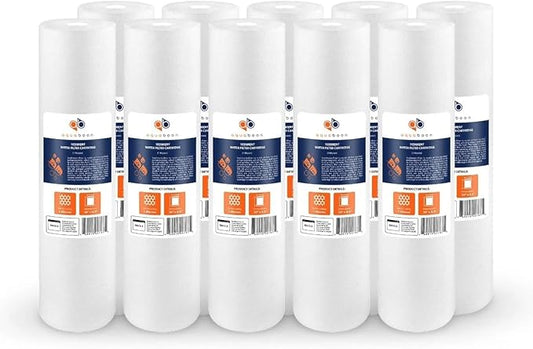Aquaboon 1 Micron 20" Sediment Water Filter Replacement Cartridge | Whole House Sediment Filtration | Compatible with AP810-2, SDC-45-2005, FPMB5-20, P5-20, FP25B, 155358-43, 10 Pack