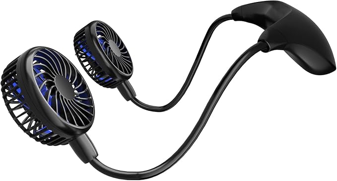 HandFan 10000mAh Neck Fan, 360° Rotation Hands Free Portable Fans for your Neck, 48h Lasting Rechargeable Battery Operated Wearable Necklace Personal Cool Fans for Travel/Disney/Sports/Cycling/Hiking