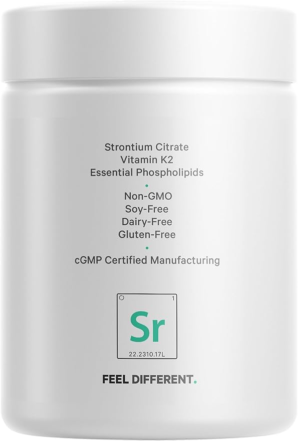 Codeage Liposomal Strontium Supplement - Strontium Citrate, Vitamin K2 MK-7, Liposomal Delivery, Non-GMO, Gluten-Free - 90 Capsules