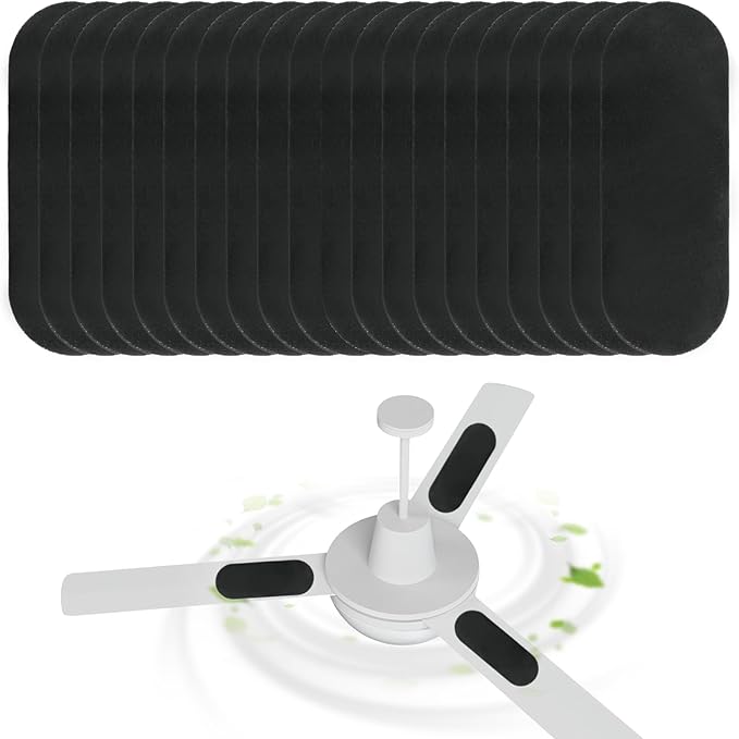 20 PCS Ceiling Fan Filters for Blades, Barnacle Air Filter Ceiling Fan, Activated Carbon Is Easy to Stick, Removes Odors, Reduces Dust, Pollen, Pet Dander, for Bedrooms, Living Rooms, Offices