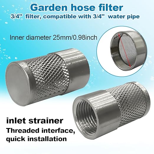 3/4" 304 stainless steel filter head with internal thread diameter of 25mm connected to 3/4" inch water pipe filter Used to Remove Debris and Reduce Solid Entry（1pcs）