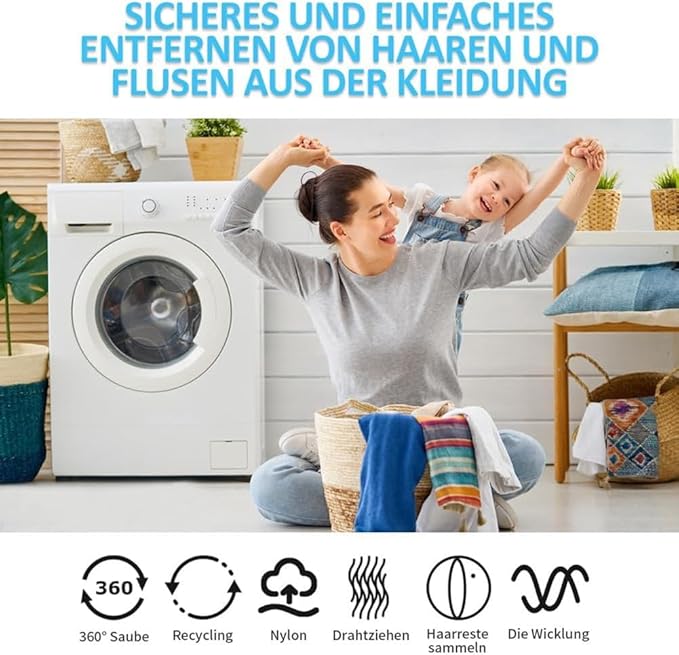 Reusable Laundry Lint Balls for Washing Machines - Remove Hair, Fur, and Lint from Clothes and Fabrics