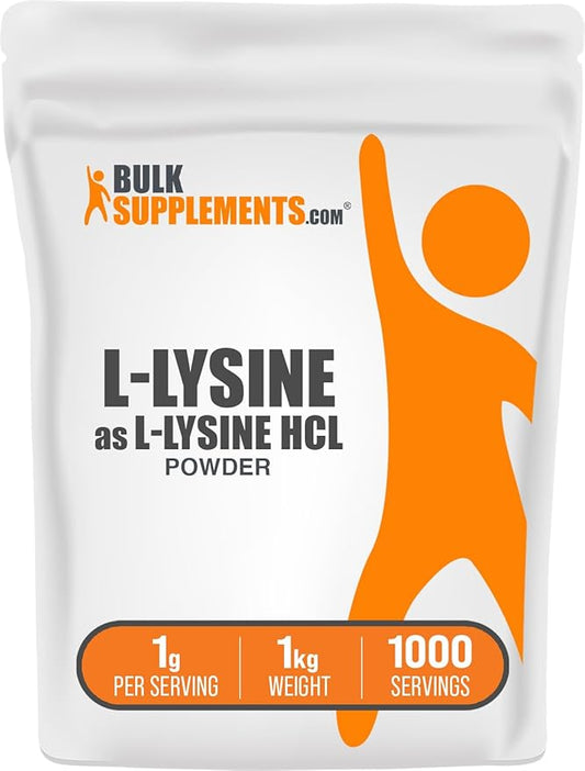 BulkSupplements.com L-Lysine Powder - Lysine Supplement, Essential Amino Acid, for Immune Support - Gluten Free, 1g per Serving, 1kg (2.2 lbs) (Pack of 1)