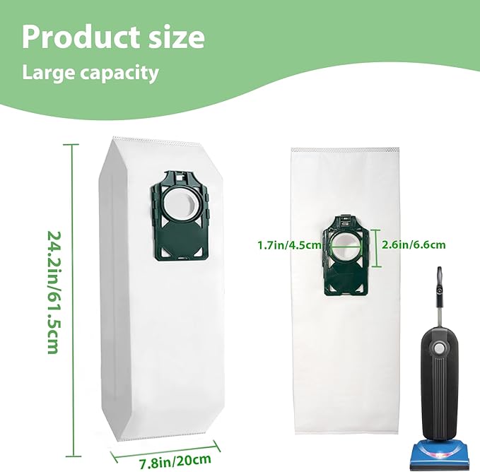 10 Pack Replacement HEPA RLH-6 Vacuum Bags for Riccar SupraLite R10S R10D R10O R10SAND Simplicity Freedom R10S R10D S10P S10SAND Upright Vacuums Cleaner Filter #Part RLH6 SLH6