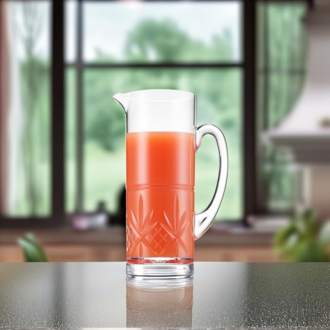 Godinger Pitcher, Acrylic Water Pitcher with Handle, Water Jug, Shatterproof and BPA Free - Dublin Collection, 1.7L