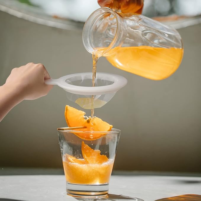 200 Mesh Food Filter Strainer, Reusable Fine Mesh Strainer, Nylon Mesh Sieve Plastic food strainer with Handle, Ideal for Filtering Coffee, Juice, Oils, Soy Milk