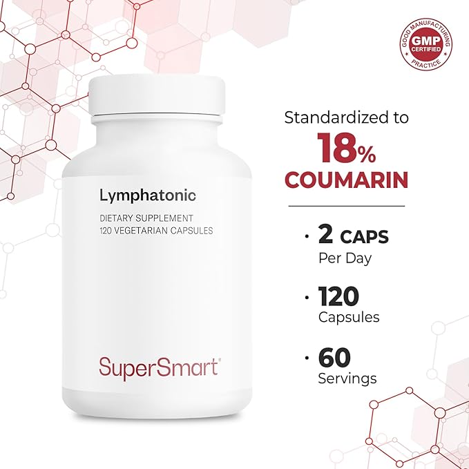 Supersmart - Lymphatonic 40mg per Day - Lymphatic Drainage Supplement - Melilotus Officinalis | Non-GMO & Gluten Free - 120 Vegetarian Capsules